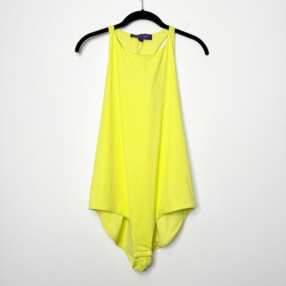 Ralph Lauren Purple Label Claeton Scuba Bodysuit Neon Chartreuse Size Large - Picture 2 of 9